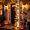 Artificial Pumpkin Maple Leaf Garland 67in Faux Vine Decorative Fall Harvest Fireplace Mantel Cabinet Hanging Ornament for Home