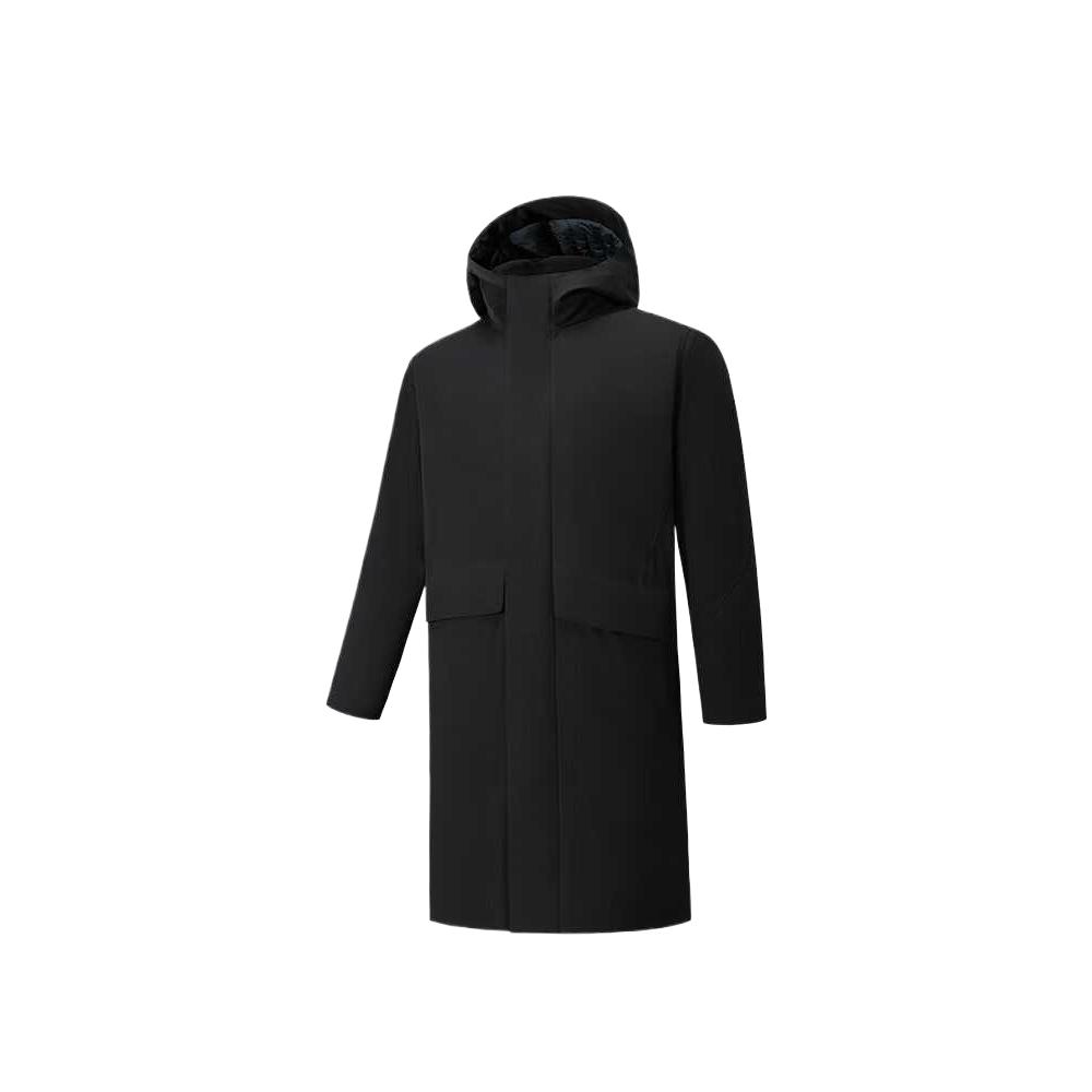 Anta Down Jackets Men's Black Hooded Moderate Down Coat 152540924-3