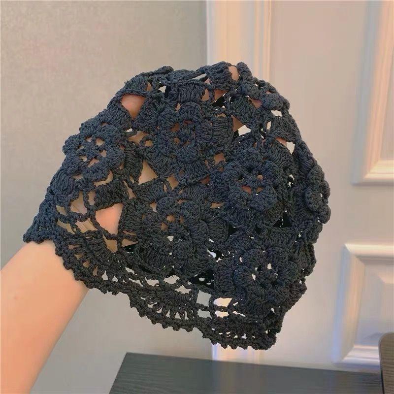 Dámský ručně pletený jarní letní korejský styl pletený tenký dutý prodyšný módní vlněný klobouk melounová slupka stylová čepice na hlavu