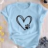 Love Cartoon Print Crew Neck T-shirt Casual Loose Short Sleeve Fashion Summer T-Shirts Tops Women's Clothing