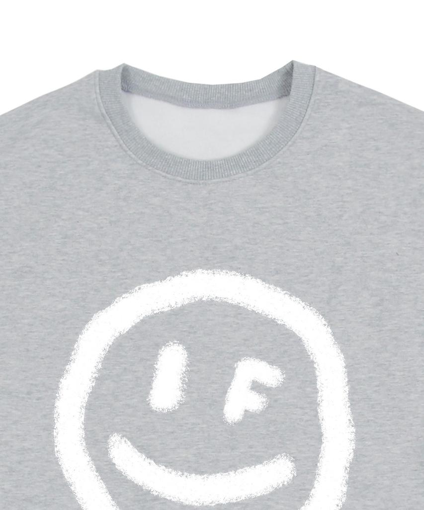GRAVER [Unisex] Big Dot Smile Spray Sweatshirt_Gray