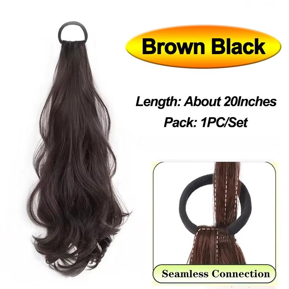 Synthetic Wig Ponytail Long Wavy Ponytail Hair With High Elasticity Rubber Band Heat Resistant Hairpiece For Daily Use