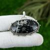 Natural Black Fossil Coral Gemstone 925 Sterling Silver Pendant For Girls