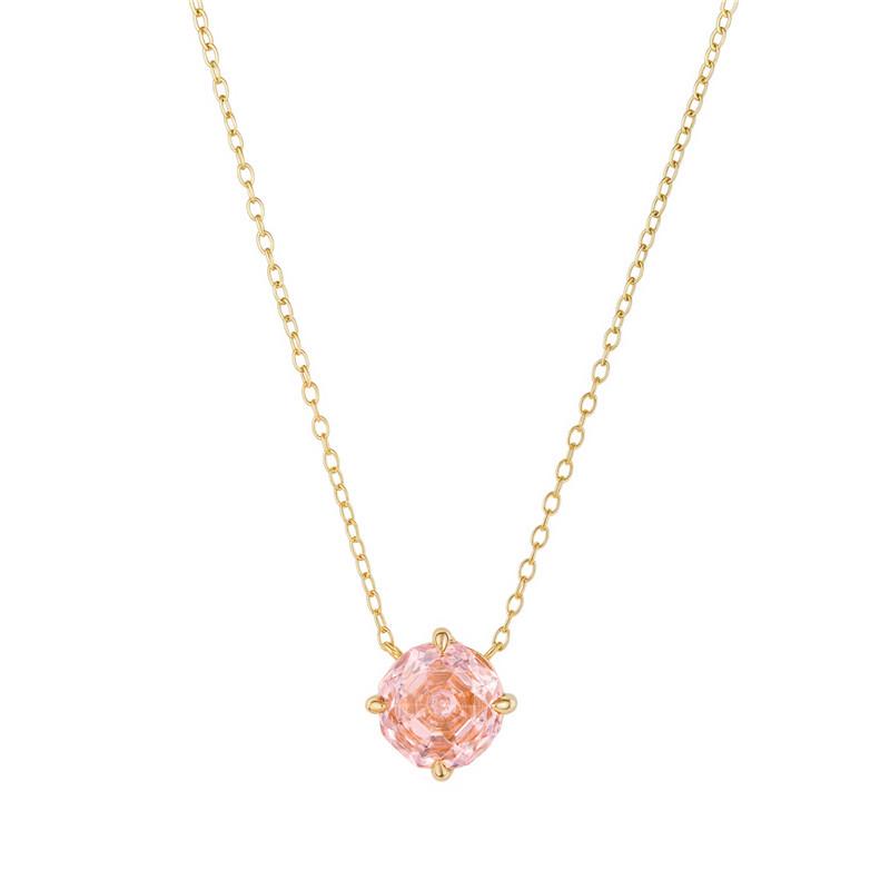 Arvaleff S925 Sterling Silver & 14k Gold Zircon Necklace with Diamonds - Rose Cross-Border Fashion Clavicle Chain