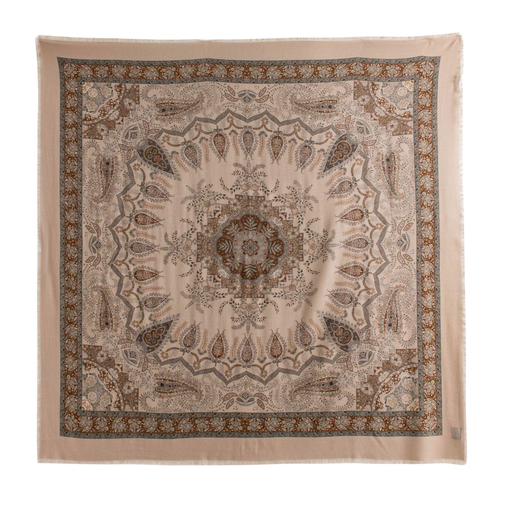 

Винтажный шерстяной шарф для женщин 2025: Квадратный принт, Защита от солнца, Шарф-манишка двойного назначения и шаль Size: 132x132cm