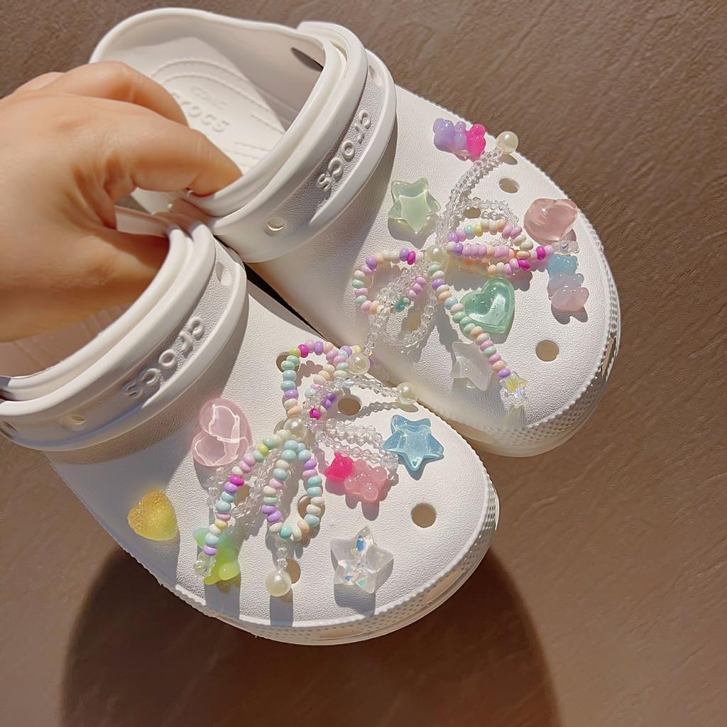Handmade Beaded Shoe Charms Fairy Style Summer DIY Accessories for Croc Clogs Sandals Decoration