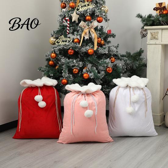 Hand Painted Craft Supply Bags Christmas Velvet Santa Gift Bag, 19 X 26 Inch Large Drawstring Durable Pouches for Snacks Claus Reusable Presents Sack