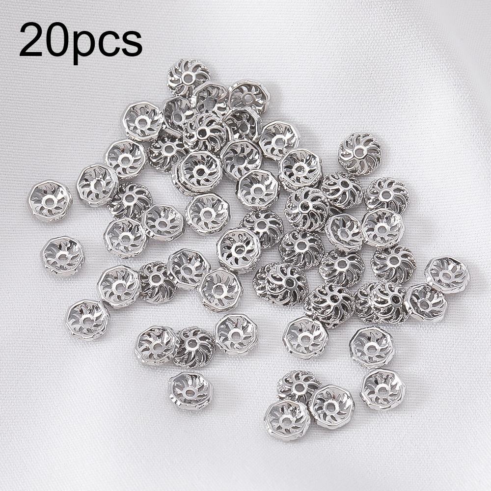 18K Gold Plated Segmented Hollow Wheel Flower Bead Caps Bracelet Necklace Crafts Round Bead Cap DIY Jewelry Making Accessories
