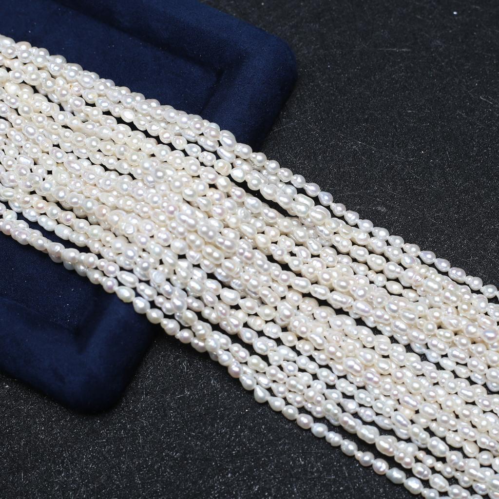1String, Elegant White Natural Freshwater Pearls Beads for Jewelry Making DIY Necklaces, Bracelets Crafts (Beads 3-4mm, Length 36cm)