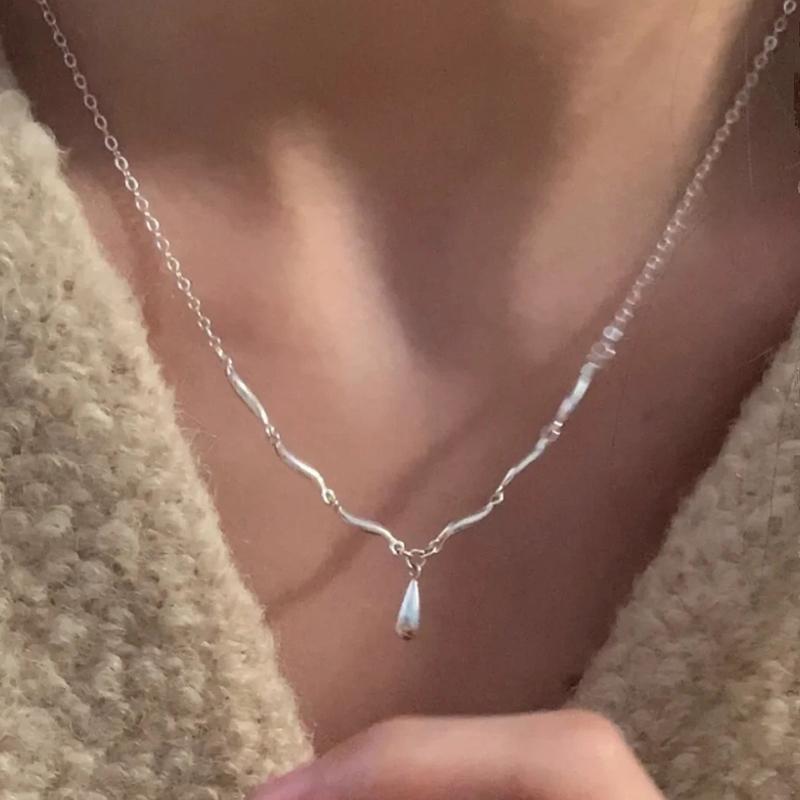 New 925 Sterling Silver Geometric Shape Necklace Simple Personality Charm Woman Pendant Choker Birthday Gift Exquisite Jewelry