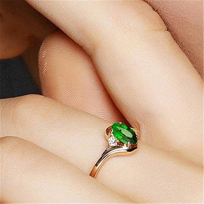 Adjustable Rose Gold Ring with Multicolor Crystals & Zircon Gems - Engagement Jewelry