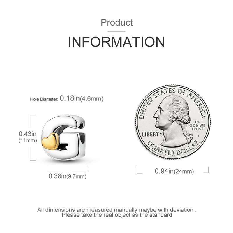 Charms Originale Heart English Alphabet Series Bead Fits Bracelets Necklace Women Charm Copper Luxury Diy Jewelry Gifts