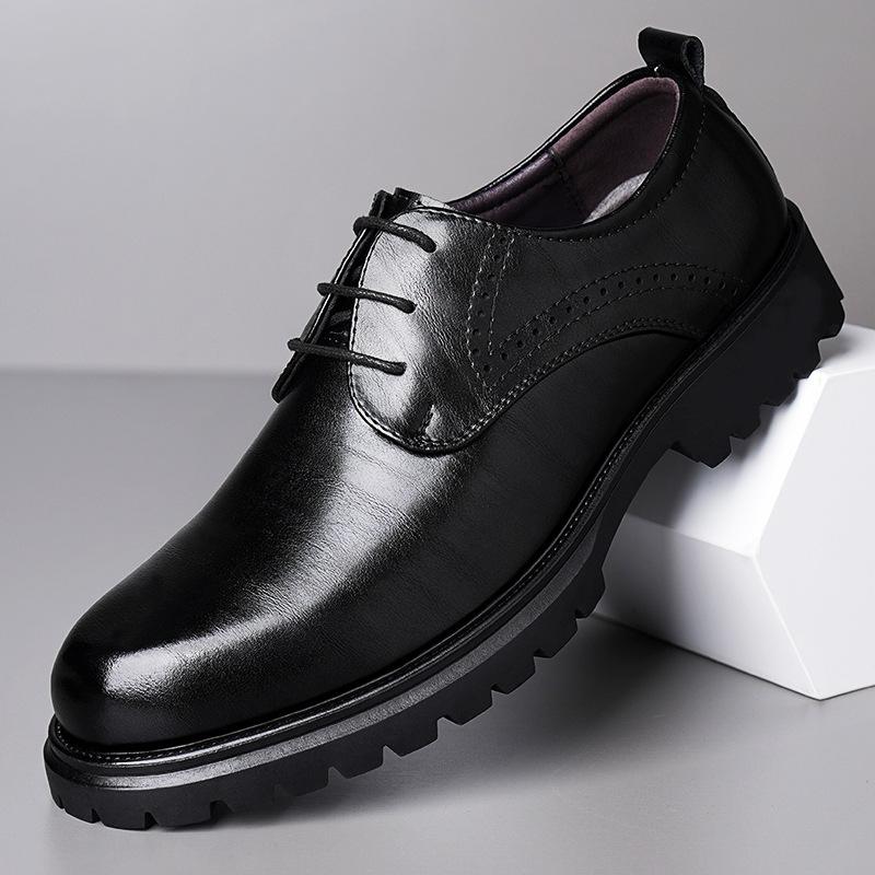 Fashion Spring English Platform Casual Derby Shoes for Men Spring Autumn New Designer Men's Dress Shoes Cow Leather Wedding Shoes Male