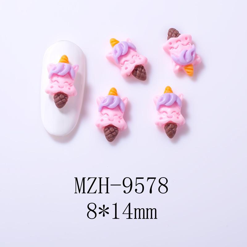 3D Cartoon Nail Accessories: Cute Ice Cream & Donut Resin Designs for Summer
