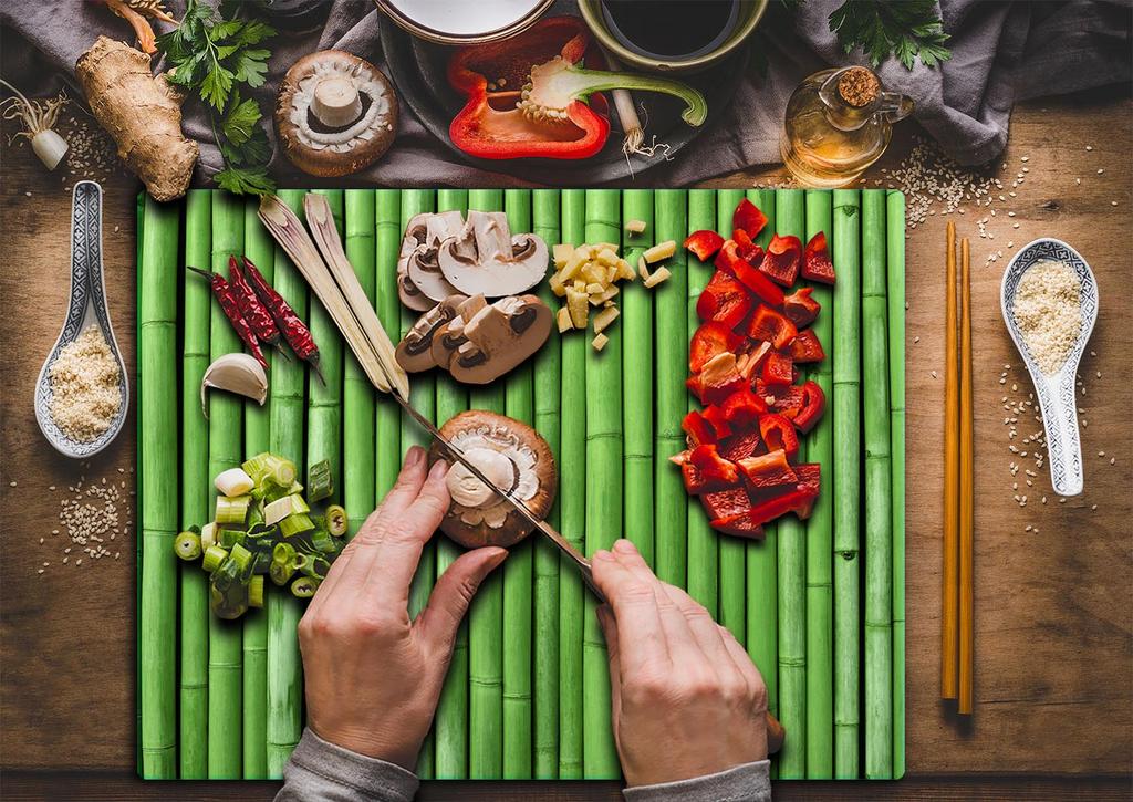 Glass Plate Cutting Board 52X40 Bamboo