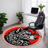 1pc Wolf Emblem Office Round Area Rug, Under Office Chairs Bedroom Living Room Home Decor, Room Deco