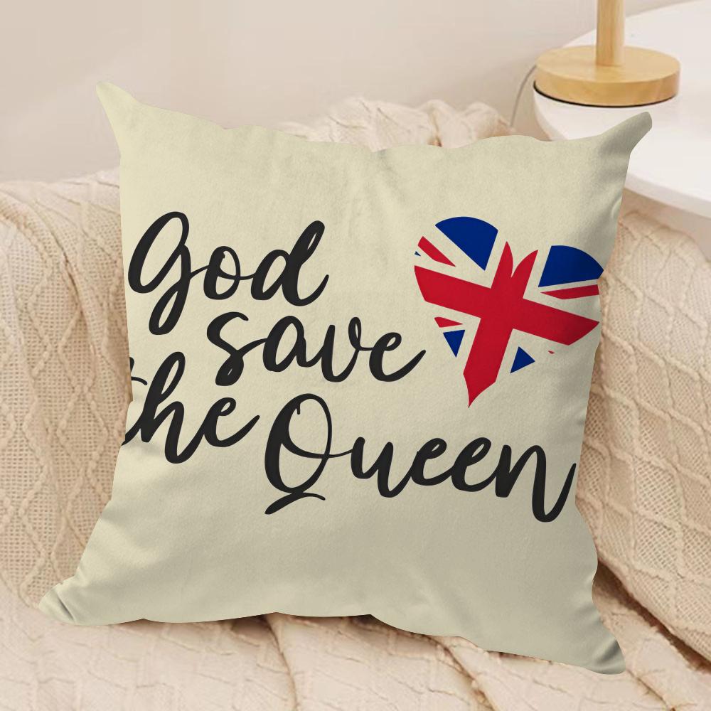 Brand SSave the Queen Cushion Cover Silky Short Plush DoubleSided Printed Pillow Case for Sofa All Seasons Home Decor Gift