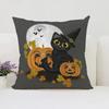 Housse de coussin décorative d'Halloween Chat Citrouille Adaptée pour Maison Salon Canapé Chambre Chambre Housse d'oreiller décorative