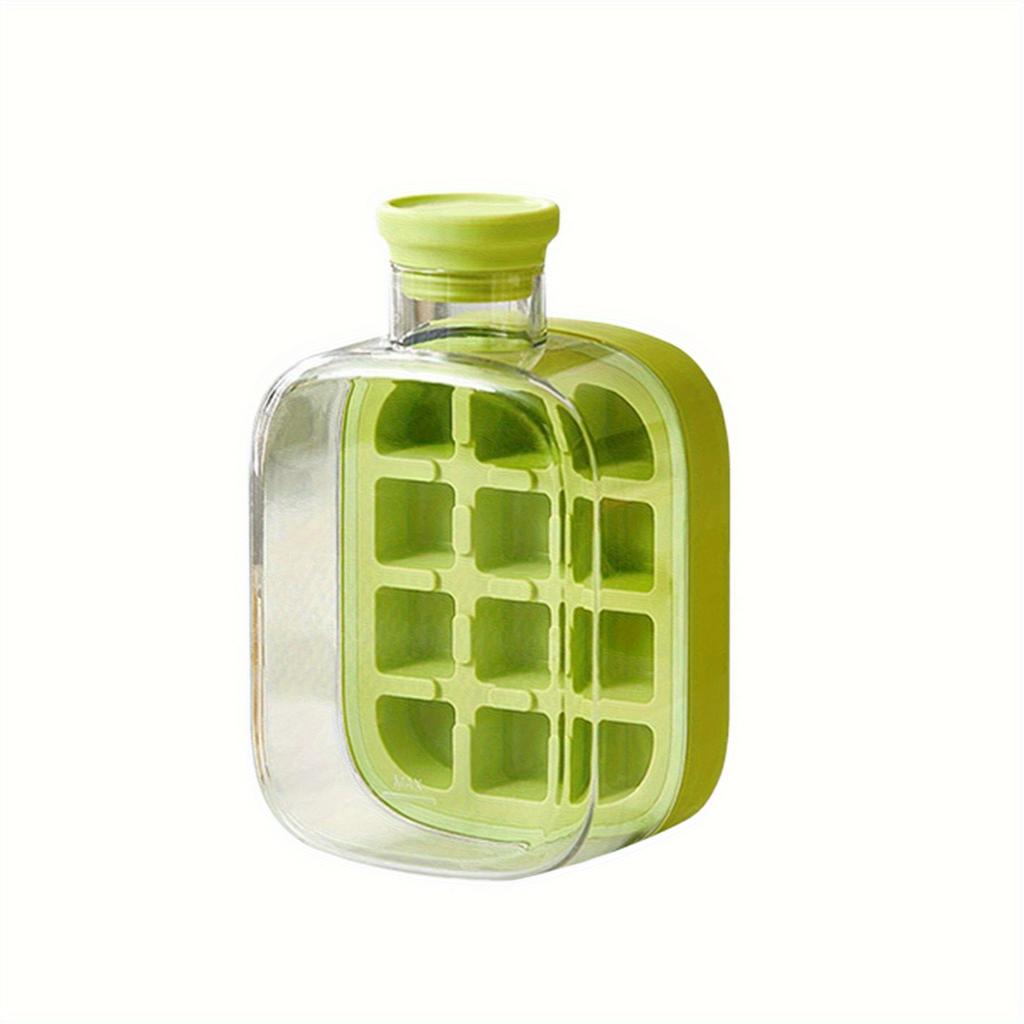 2 In 1 Ice Cube Maker Water Bottle , Touch Free Silicone Ice Trays, 12/18 Grids, Leak Proof, Easy Release for Home/Office/Trave