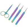 4pcs Nail Art Tweezers Stainless Steel Straight Curved Tweezers Nail Scissors Tools Set