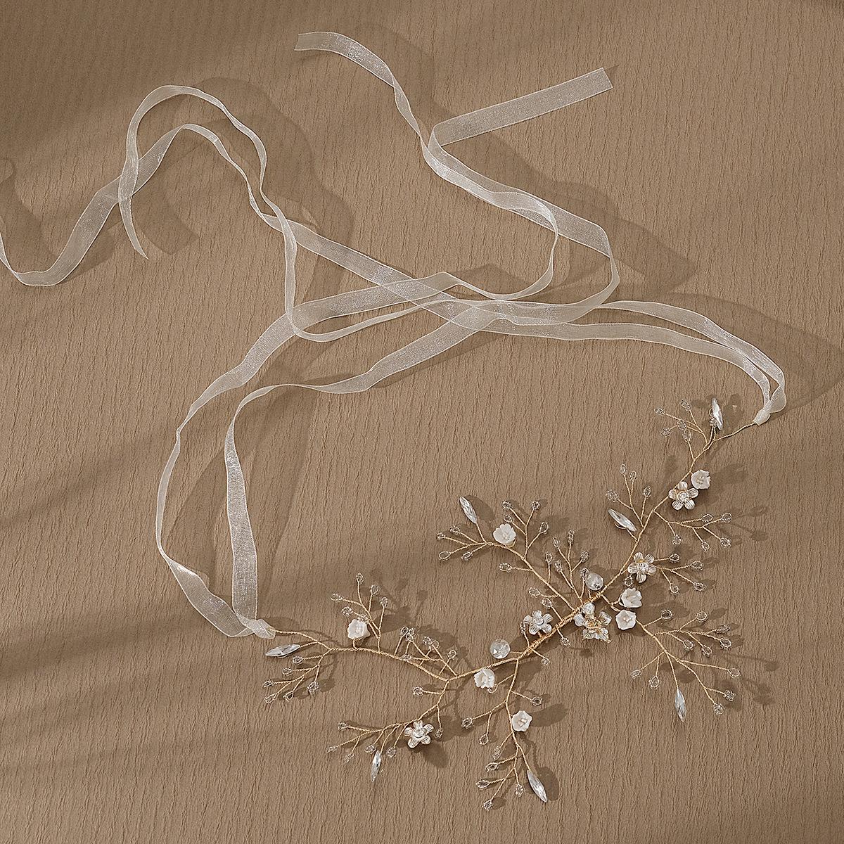 Sweet Crystal Flower Bridal Headband Handmade Updo Hair Accessory For Wedding Dress Bride Hair Band Jewelry Decor