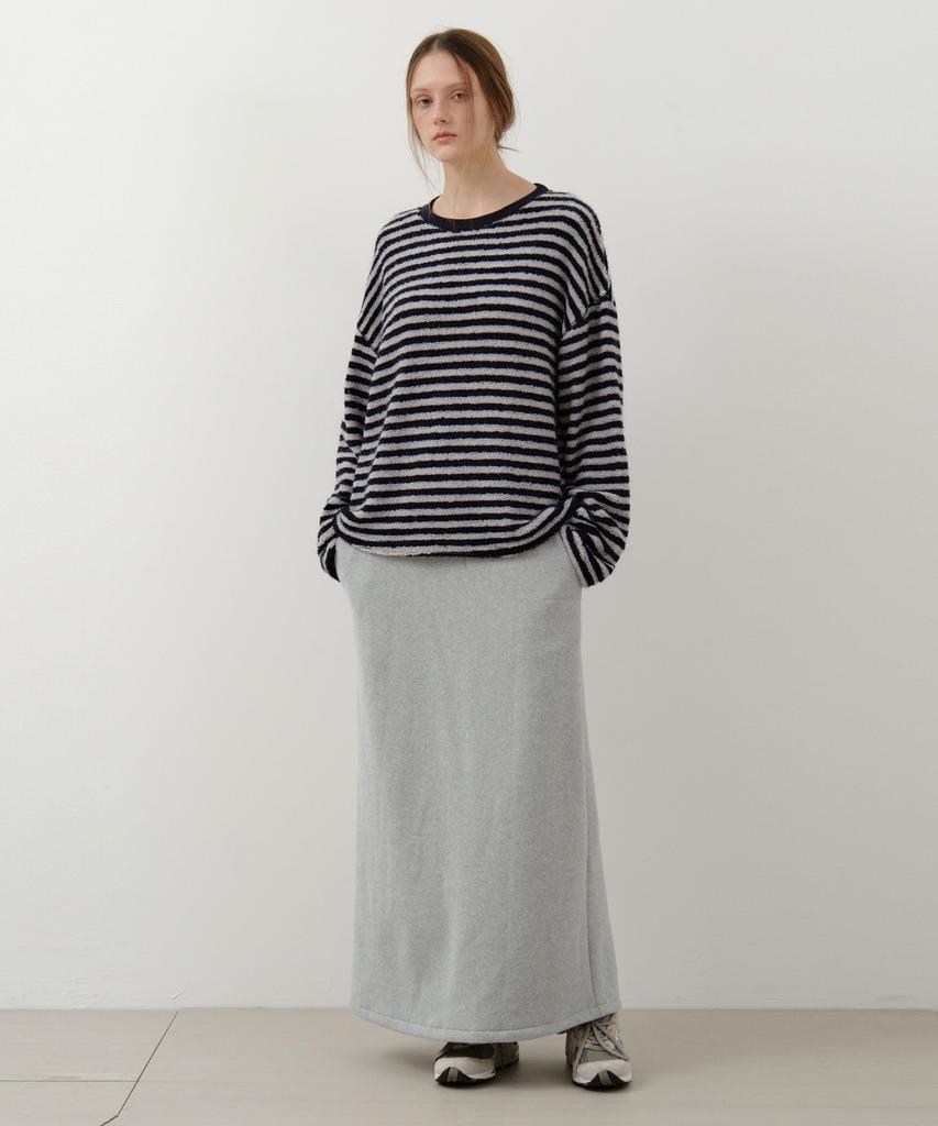 Wednesday Oasis For Woman Warm-Up Basic Fleece-Lined Long Skirt_Melange Gray(W25-Sk04)