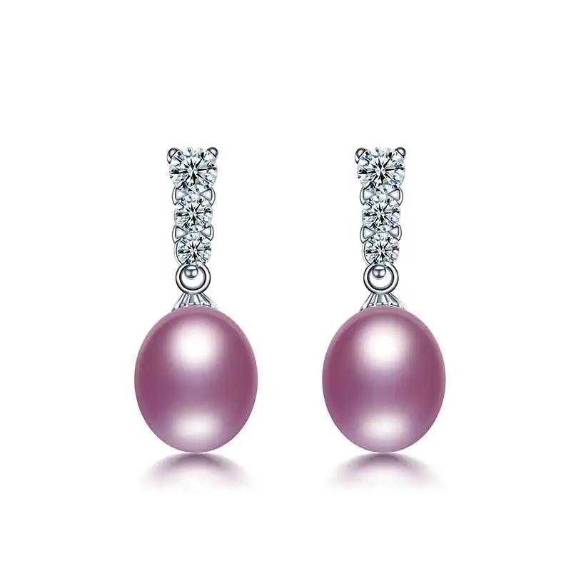 HENGSHENG 100% Real Natural Freshwater Pearl Earrings For Girl, 925 Sterling Silver Drop Earrings With Jewelry Women Earrings