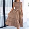 2026 Spring/Summer Sleeveless Smocked Waist Ruffle Hem Maxi Dress - Women's Casual European and American Style
