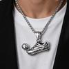 New Titanium Steel Necklace Football Shoe Jewelry Men's Pendant Street Sports Style Trendy Jewelry