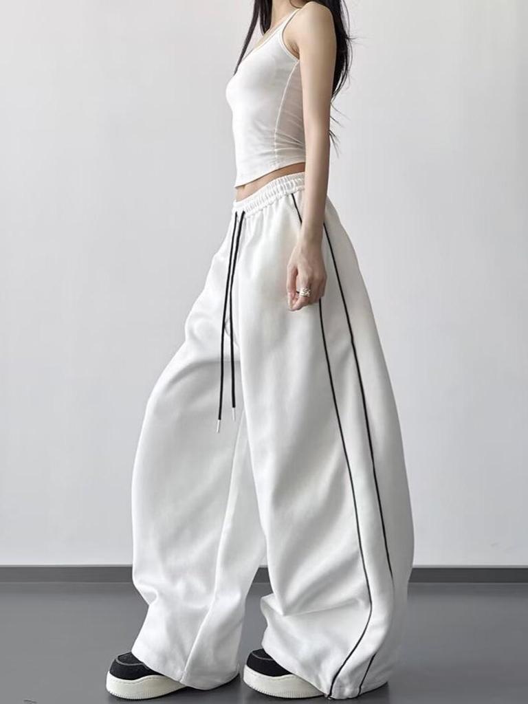 Pantalones de chándal anchos con cordón para mujer - Casual, Adelgazantes y con caída Estilo 2026