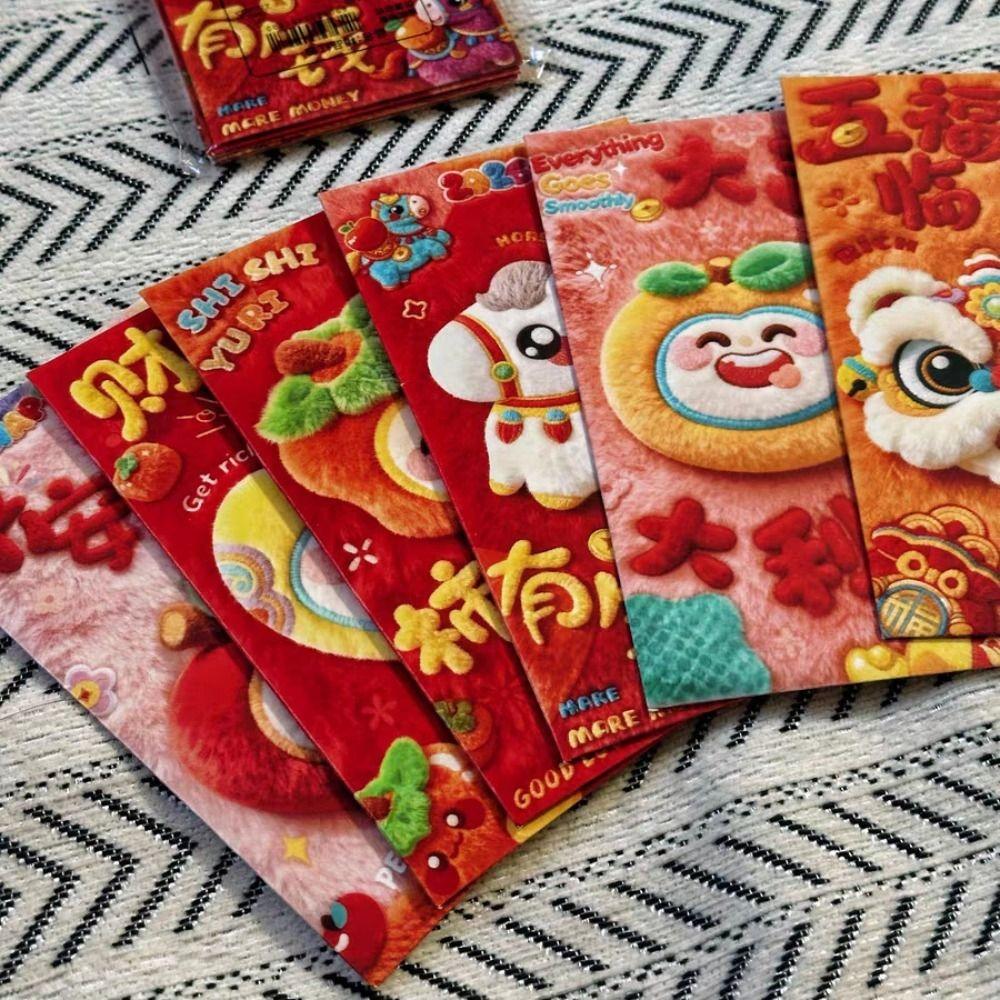 6Pcs 2026 Horse Year Horse Lucky Money Bag Chinese Style Spring Festival Red Packet  New Year Gift