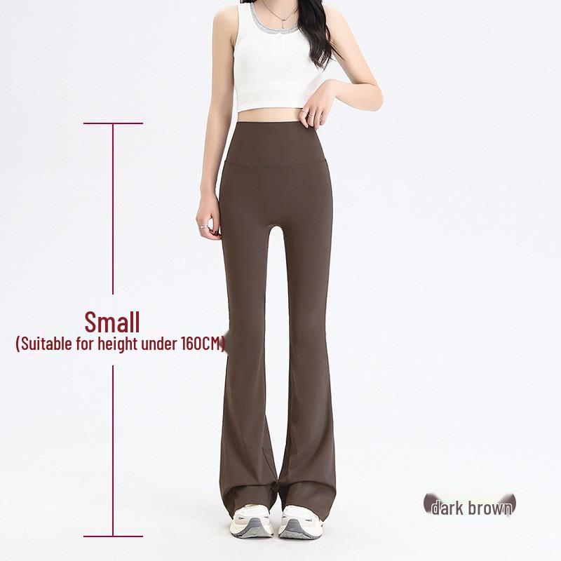 Women's Black Micro-Flare Yoga Pants - Slimming, Elastic, Plush, Extended Autumn/Winter Base Layer
