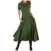 Women's Fashion Summer Color Short Sleeve Pocket Pullover Dress