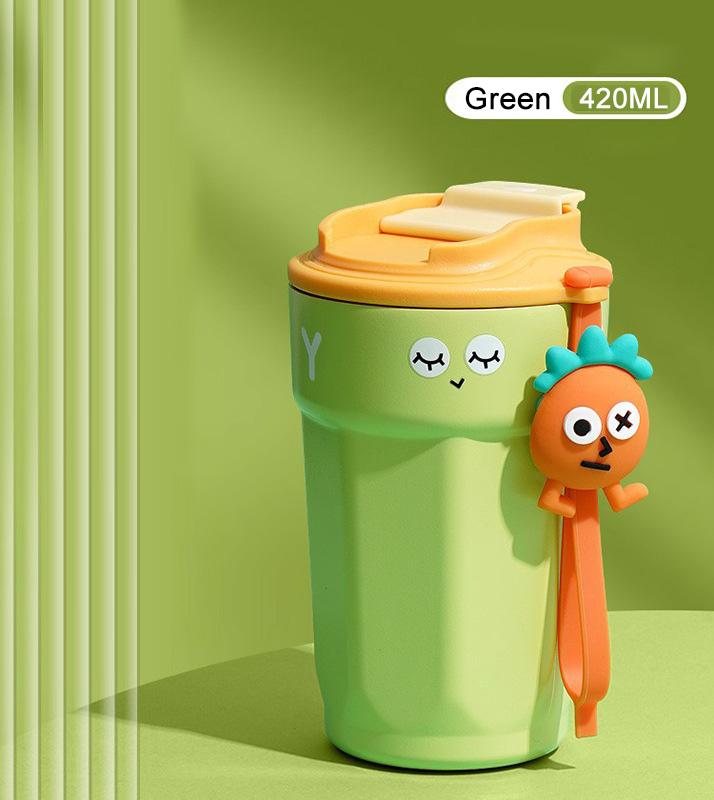 

Забавная кофейная чашка, 420 мл, термос из нержавеющей стали 316, двухслойная кружка для кофе со льдом, стакан, герметичная бутылка для воды для девочек, подарок 420ml