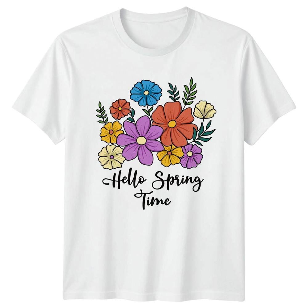 Hello Spring Time Unisexs TShirt Floral Nature Mothers Day Gift For Her S