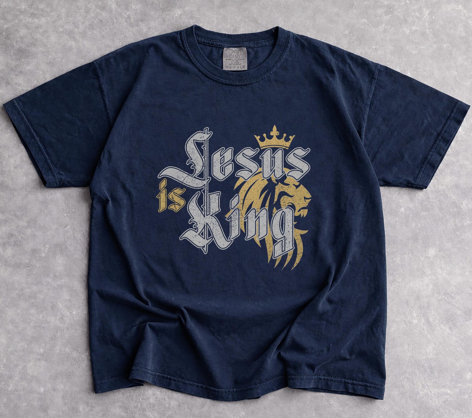 Comfort Colors Jesus Is King Shirt, Christianity T-Shirt, Christian Lion Graphic Tee, Bible Verse T Shirt, Aesthetic Faith Streetwear Gift XL