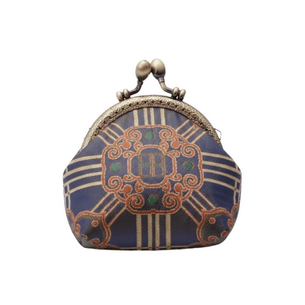 Anti-lost Kiss Lock Coin Purse Polyester Portable Brocade Mini Pouch Chinese Style Thickened Embroidered Small Pocket Ring