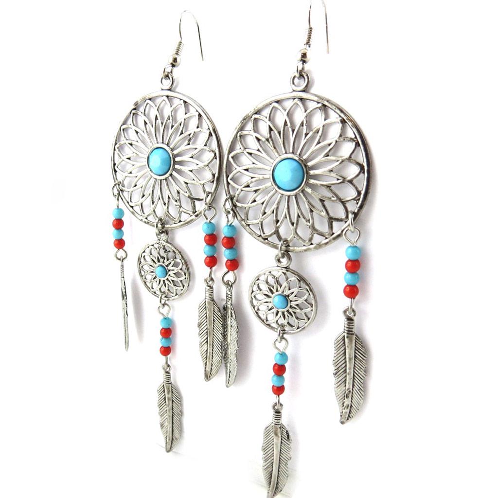 Les Trésors De Lily [M9394] - Designer Earrings 'Navajos' Turquoise Red