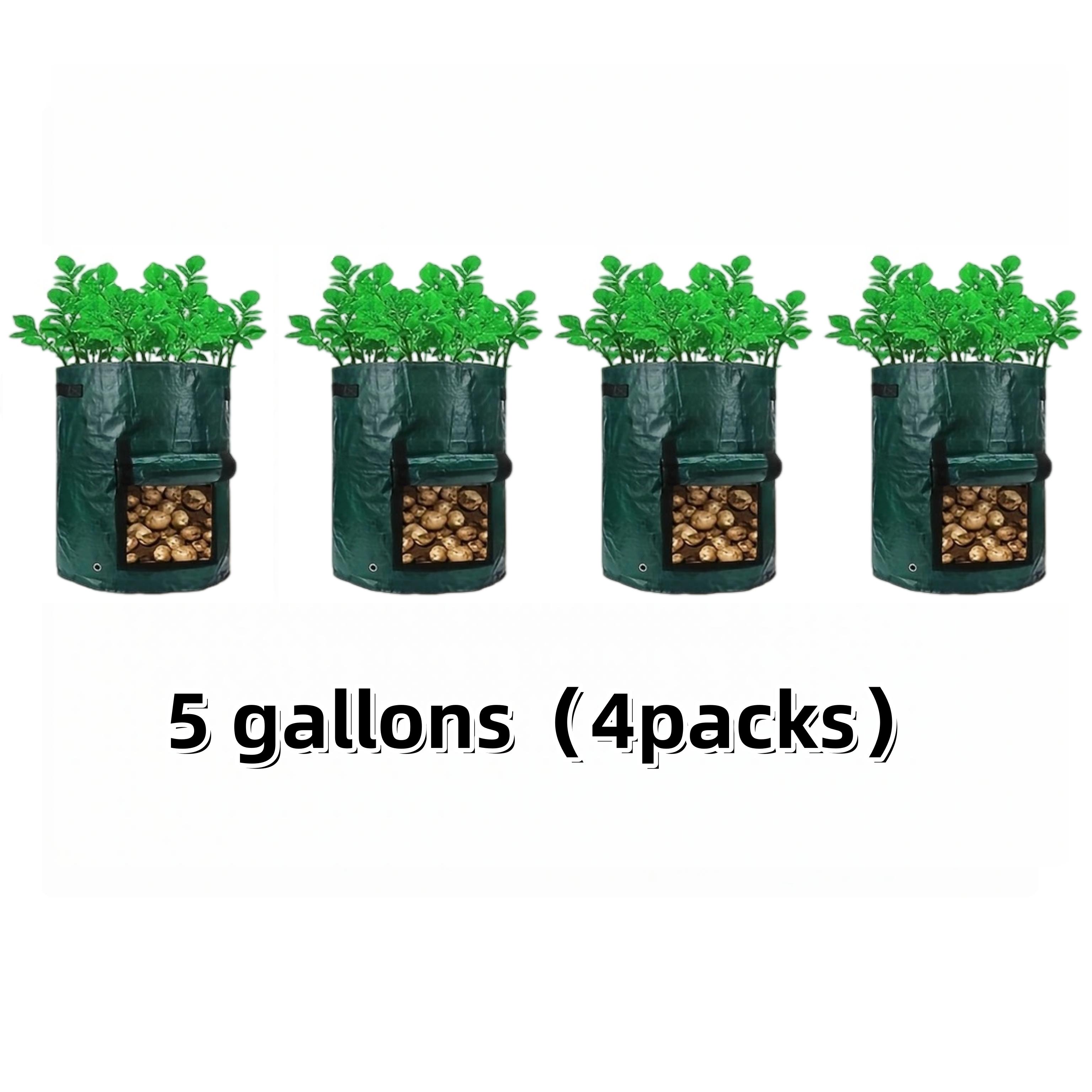 

Potato Grow Bags Durable Thickened with Flap Handles Green 5/7/10 Gallon Garden Vegetable Grow Bags 5 gallons（4packs）