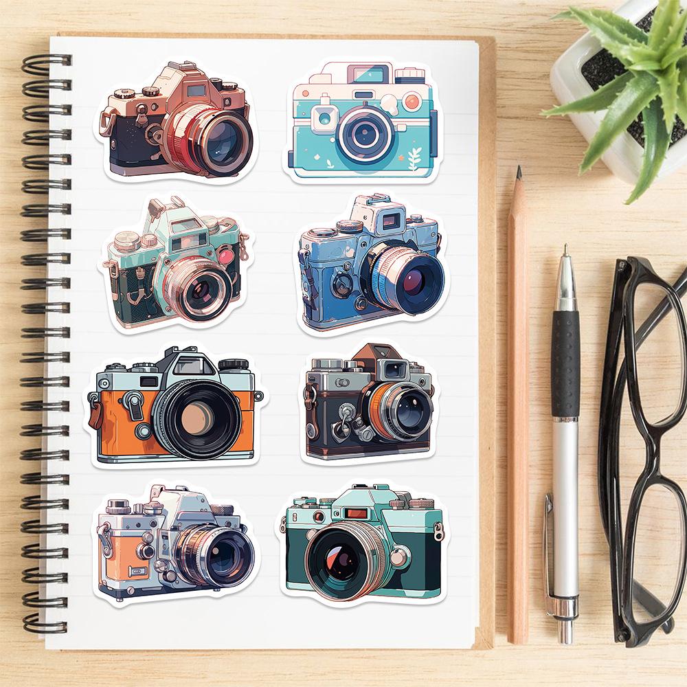 50 Cartoon Retro Camera Doodle Stickers Guitar Notebook Suitcase DIY Waterproof Stickers