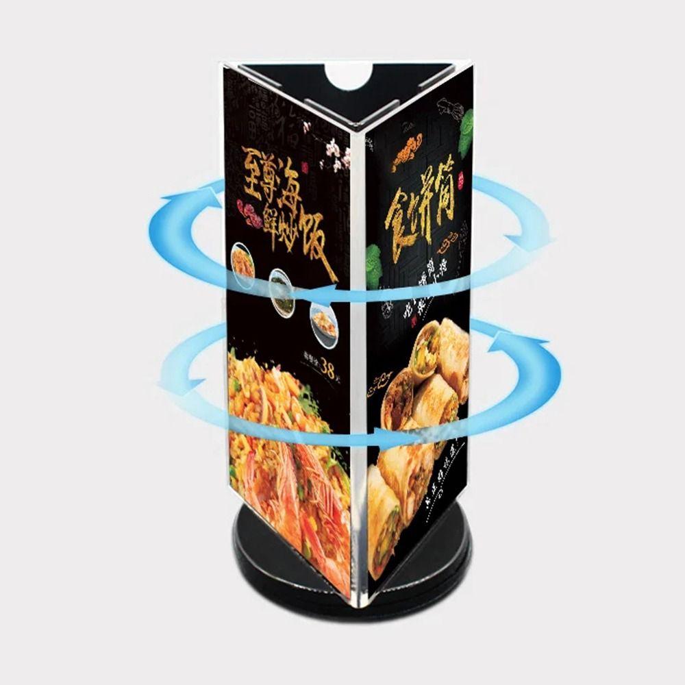 Three Side Menu Sign Holder Smooth swivel Desktop Flyer Frame Retail Signage