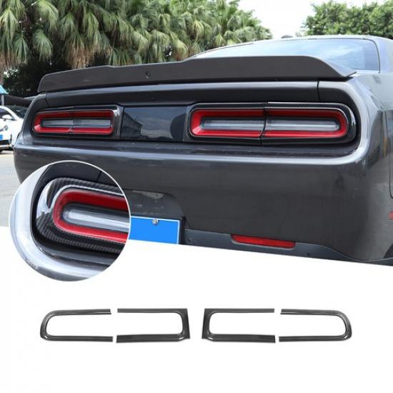 4x Taillight Lamp Cover Frame Trim Bezels for Dodge Challenger 2015+Carbon Fiber