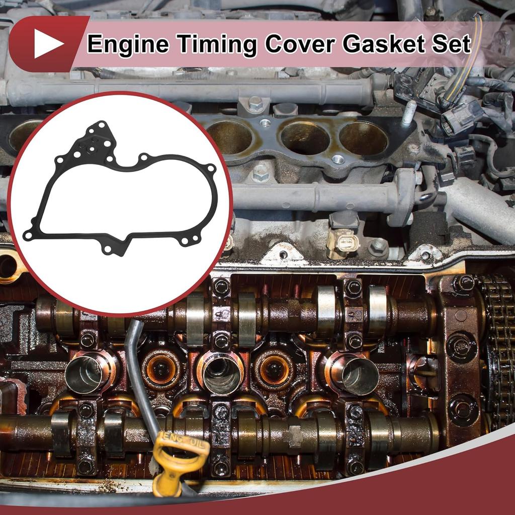 1 Pcs Car Engine Timing Cover Gasket Set for Nissan Altima 3.5L V6 - Gas 2007-2014 Chain Case Cover Gasket No.23797JA10B Black Metal