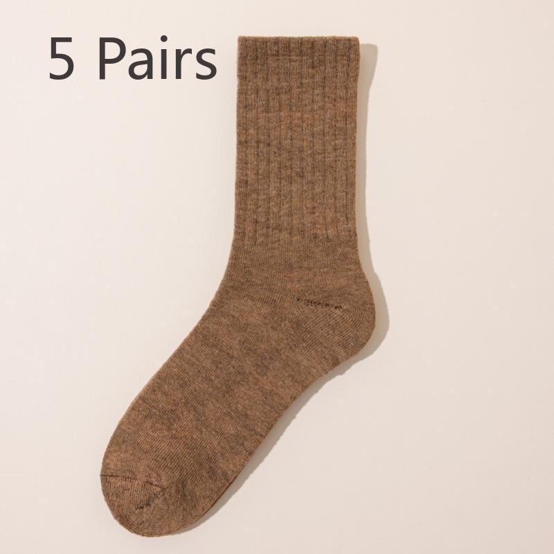 5 Pairs of Women's Autumn and Winter Padded and Thickened Warm Loop Mid Calf Socks