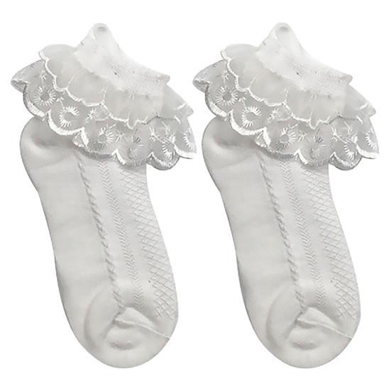 

1Pair Socks Solid Color Anti-skid Cotton Baby Girls Lace Socks for Dancing M белый