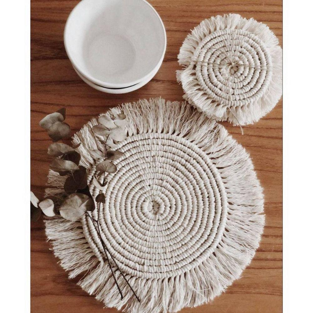 Tassels Water Cup Mat Absorbent Insulated Dining Table Mat Boho Coaster Tabletop Protection