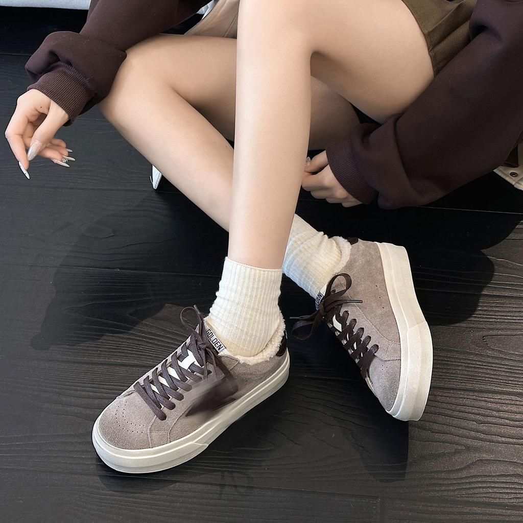 Leather Star Small Dirty Shoes Women's Winter Retro Old Velvet Warm Fashion Casual Versatile Board Shoes