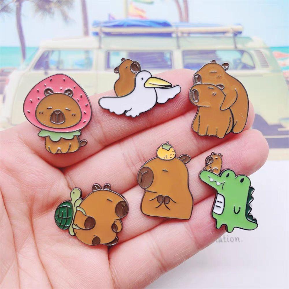 Cute Capybara Brooch Duck Cartoon Pin Unique Animal Badge  Kids