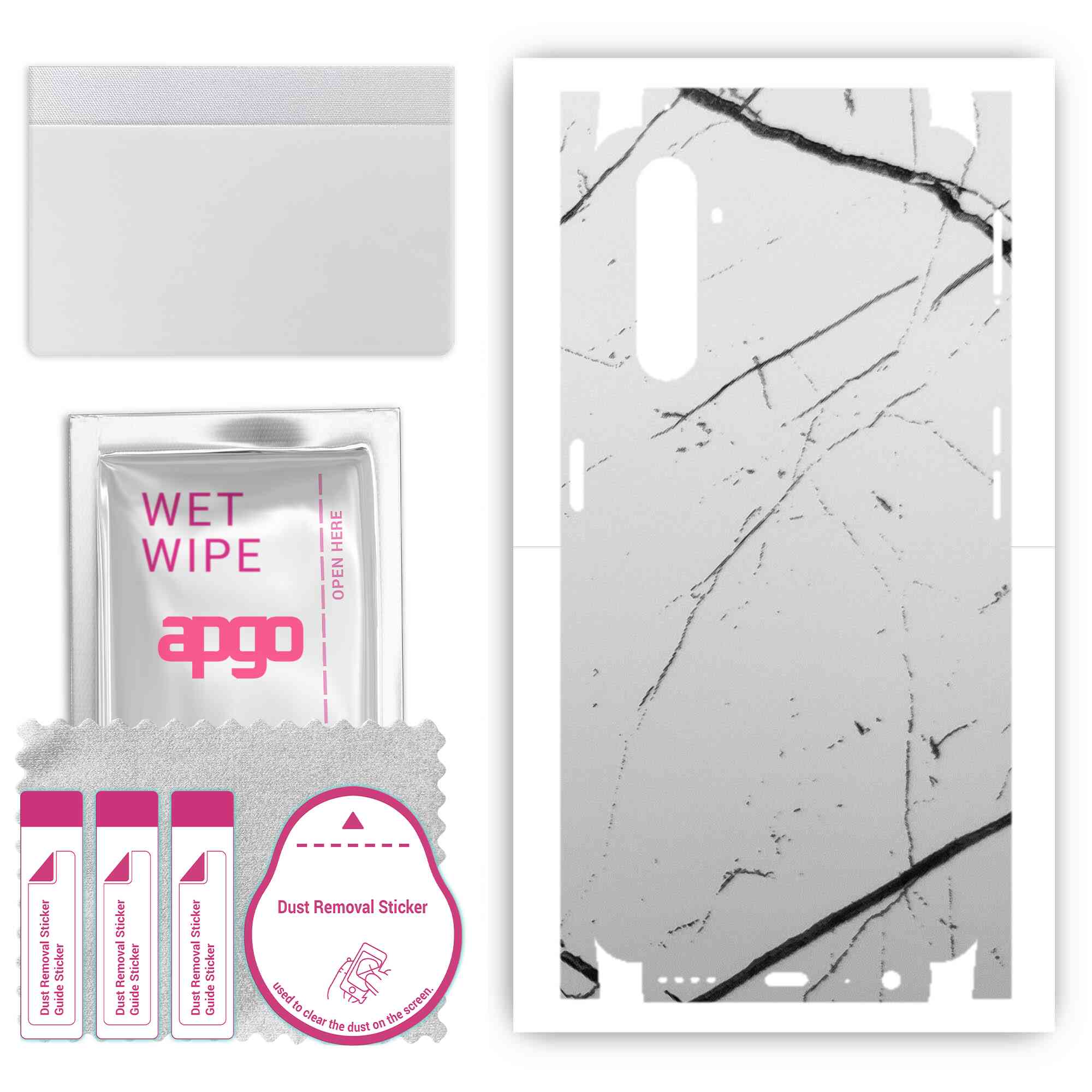 

apgo Protective Skin Sticker for the back+sides compatible with Realme 6 Pro, Full Wrap Film, Foil, Vinyl - Pattern White Marble