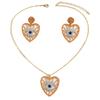 New Heart-Shaped Diamond-Studded Hip-Hop Style Necklace and Earring Set Angel Eye Niche Stud Earrings Versatile Collarbone Chain